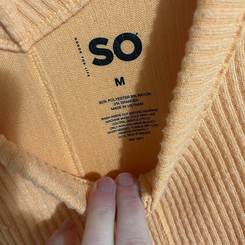 V-Neck Ribbed Sweater - Orange - Picture 3 of 3